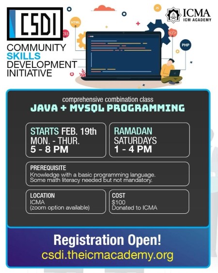 CSDI offer – Java + MySql Programming