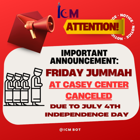 Jummah at Casey Center Canceled