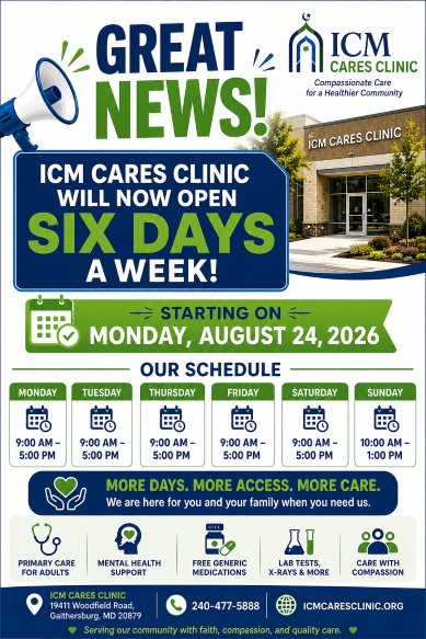ICMCares Clinic Is Open Now!