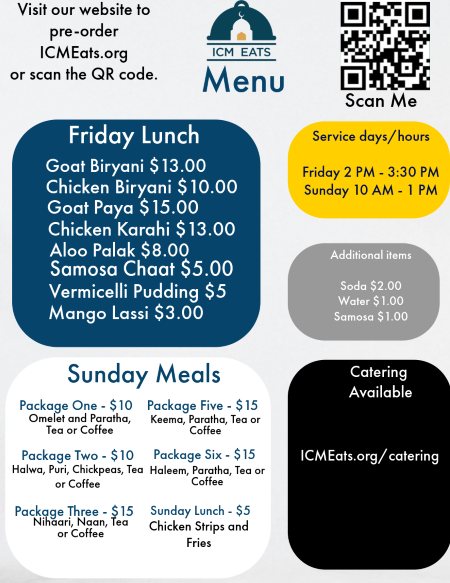 ICM Eats, Meals