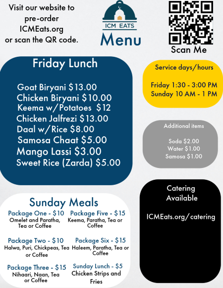 ICM Eats, Meals