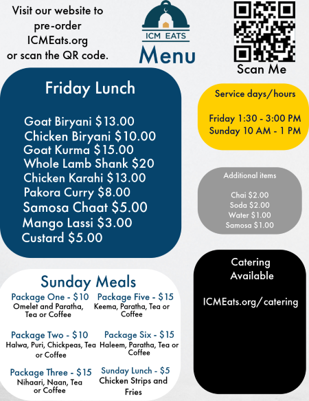 ICM Eats, Meals