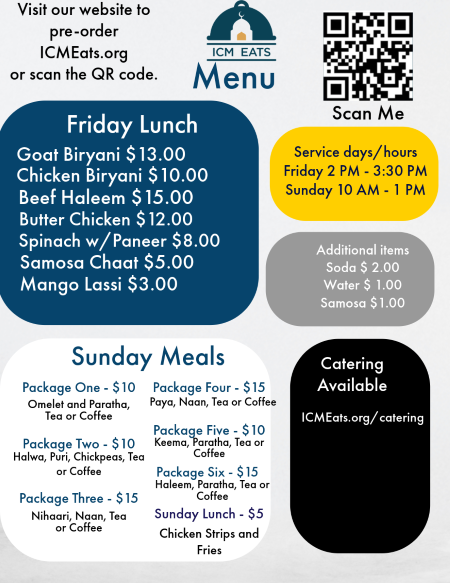 ICM Eats, Meals