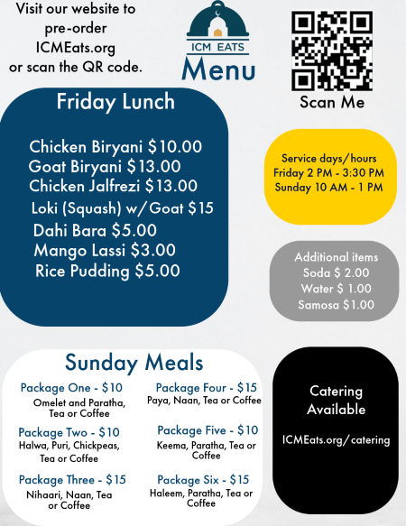ICM Eats, Meals