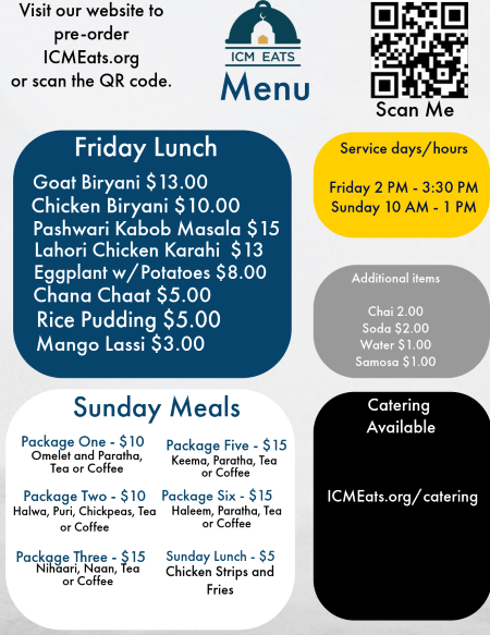 ICM Eats, Meals