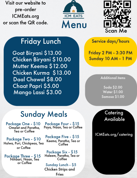 ICM Eats, Meals