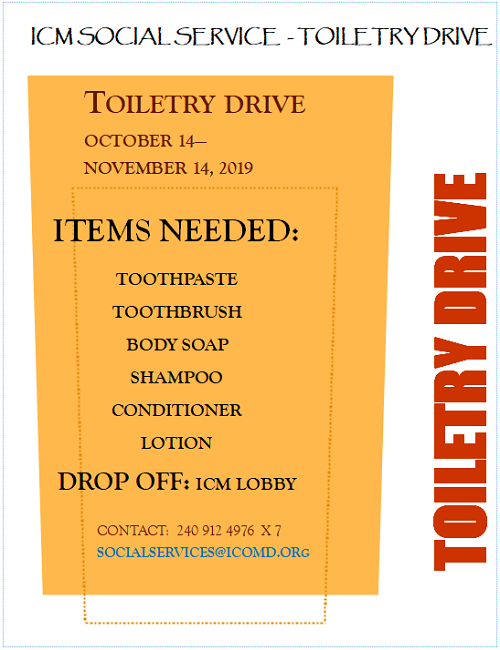 ICM Social Service Toiletry Drive